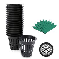 GROWNEER 50-Pack 2 Inch Garden Slotted Mesh Net Cups, Heavy Duty Net Pots with 50 Pcs Plant Labels, Wide Lip Bucket Basket for Hydroponics