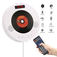 YOOHOO Portable Bluetooth DVD/CD Player,1080p Wall-Mounted HDTV Speaker with Remote Control/FM Radio/Timer/USB/AV Output/LCD Display (White)