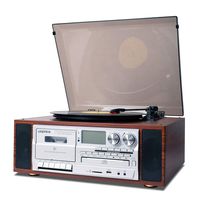 LoopTone Vinyl Record Player 9 in 1 3 Speed Bluetooth Vintage Shockproof Turntable CD Cassette Player Automatic Return Arm AM/FM Radio USB Recorder Aux-in RCA Line-Out