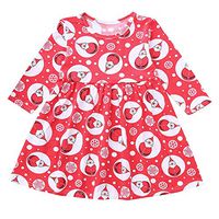 WILLTOO Christmas Costume Toddler Snowman Print Casual Dress Red for Baby Girls