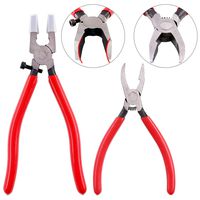 Hilitchi 2-Pcs Premium Glass Running Breaking Pliers Grozier Pliers Set Glass Tools Mosaic Tools for Stained Glass Mosaics and Fusing Work