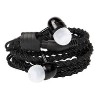 in-Ear Earbuds with Microphone, FunDiscount Creative Braided Wristband Wrap Headphones Hand Rope Bracelet Wired Earphones Lanyard Nylon Cord Stereo Sound Noise Isolating Tangle Free (Black)
