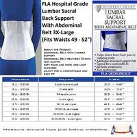 FLA 10" Lumbar Sacral Back Support with Abdominal Belt. White. Medium