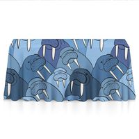 GLORY ART Waterproof Tablecloth,Walrus Cute Animal Nautical,Large Dust-Proof Vinyl Table Cloth Cover, Great for Dinner,Wedding,Patio,Parties,Holiday Dinner,Buffet Table& More(52"x70")