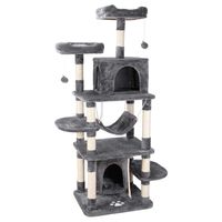 POTBY 67" Multi-Level Cat Tree Play House Climber Activity Centre Tower Stand Furniture, with Scratching Posts, Hammock, Dangling Ball and Condo, Anti-toppling Devices, Suit for Kittens, Cats and Pet