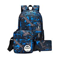 School Backpack 3 Pack,Waterproof Oxford Fabric Laptop Backpack+Shoulder Bag+Handbag,Durable Travel School Bag (Free, Blue)