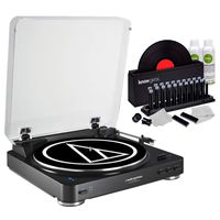 Audio-Technica AT-LP60 Fully Automatic Belt Drive Bluetooth Turntable Black with Knox Gear Vinyl Record Cleaner Kit