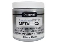 DecoArt Ameri Deco MTLC SteSilver Americana Decor Metallics 8oz Slvr, 1, Sterling Silver