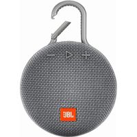 JBL Clip 3 Portable IPX7 Waterproof Wireless Bluetooth Speaker Built-in Carabiner, Noise-Canceling Speakerphone Microphone, Gray (Renewed)