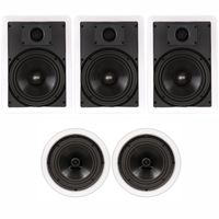 Theater Solutions TSCS-85 Flush Mount 5 Speaker Set with 8" Woofers in Wall