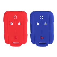 2Pcs XUHANG Sillicone key fob Skin key Cover Remote Case Protector Shell for Chevrolet Silverado Colorado GMC Sierra Yukon Cadillac smart Remote red blue