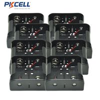 1.5V D Size Battery Holder Box Container Two Wires Black Plastic (8pc)