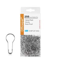 Bulk Safety Pins for Clothing, Quilting, Crafting - Small 0.83" Stainless Steel Pear Shaped Gourd Pins in Box, 250ct Sewing Supplies (Sliver)
