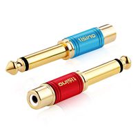 TISINO RCA to 1/4 Adapter, Gold Plated Pure Copper RCA Female to Quarter Inch Jack TS Mono Adapter Audio Connector - Multicolor 2 Pack