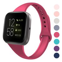 DYKEISS Sport Slim Silicone Band Compatible with Fitbit Versa/Versa Lite Edition, Thin Soft Narrow Silicone Replacement Strap Wristband Accessory for Fitbit Versa Smart Watch (Small, Wine Red)