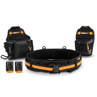 ToughBuilt - Handyman Tool Belt Set - 3 Piece, Includes 2 Pouches, Padded Belt, Heavy Duty, Deluxe Organizer Premium Quality - 10 Pockets, Hammer Loop, 2 Patented ClipTech Hubs (TB-CT-111C)