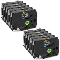 10 Pack TZe-335 TZe335 TZ-335 TZ335 Label Tape White on Black Compatible with Brother P-Touch PT-2030 PT-2030AD PT-200 PT-1010, 1/2" 26.2ft (12mm x 8m) tze-335