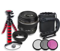 Canon EF-S 60mm f/2.8 Macro USM Lens + Rubber Lens Hood + Lens Bag + 3 PC Filter Kit + Tripod + Scorpion Grip + Cap Keeper