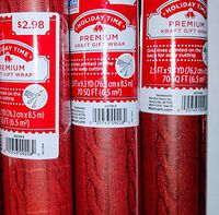 3 Rolls Stripe Textured Design deep Brick Red Premium Kraft Gift Wrap 29 inch x 28 feet = 70 sq feet Each MSRP 2.98 Each = 8.97 Value