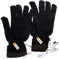Lsgoodcare Black USB Full Finger Heating Knitting Wool Hands Warm Gloves, Winter USB Powered Heated Lengthen Glove for Women Girls, Men Boy USB Glove Hand Warmers Great for Christmas