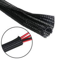 25 Feet - 1/5 inch Cord Protector Split Wire Loom Braided Cable Sleeve, Management and Organizer, Protectors for Television, Audio, Computer Cables, Prevent Pet From Chewing Cords - Black