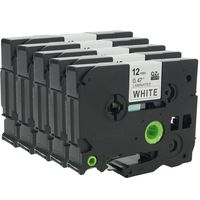 ANMO 5 Packs Standard Laminated Label Tapes Compatible For Brother P-Touch TZE231 TZe-231 TZ231, Black on White, 0.47 Inches 26.2ft, 12mm