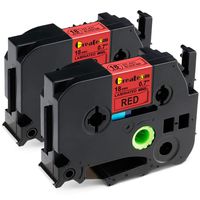 Compatible TZe Red Tape, Brother TZe Tape 18mm 0.7" Black on Red TZe-441 TZ-441 for Brother P-Touch PT-D400 PT-D600 PT-2730 PT-1830, 3/4" x 26.2 ft Label Maker Tape, 2-Pack.