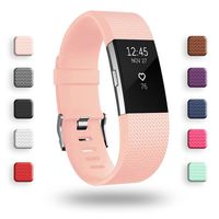 POY Replacement Bands Compatible for Fitbit Charge 2, Classic Edition Adjustable Sport Wristbands, Small Pink