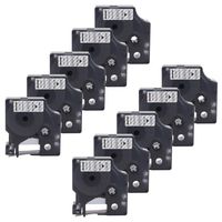 Exsun Compatible Label Tape Replacement for Dymo 45010 Label Cassette Work with LabelManager 160 280 210D 360D 420P Wireless PnP 220P 260P, Black on Clear, 1/2 in x 23 Ft, 10 Pack