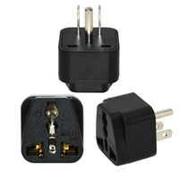 US Adapter,EU UK AU to USA Plug Adaptor 3 Prong Grounded America Wall Plug-Type B(3, Black)