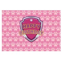 Funnytree 7x5ft Pink Puppy Dog Paw Backdrop Baby Girls Cartoon Birthday Pet Theme Party Banner Kids Photography Background Step and Repeat Cake Table Decorations Photo Booth Props