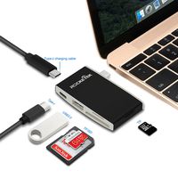 USB C Hub, Rocketek 6 in 1 USB Type C Adapter Docking Station with Power Delivery Type C Port, USB C Port(Data), SD TF Card Reader, USB 3.0 Ports USB-C Dock Compatible for MacBook and USB C Devices