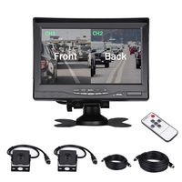 Dual Backup Camera with 7'' 2 Split Monitor Kit, Front View/Rear-View Camera, Night Vision, Waterproof,49.3FT Cables for Trucks, RV, Trailer, Bus