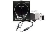 Samsung U Flex Black Bluetooth Wireless in-Ear Flexible Headphones with Microphone with Car Charger & OTG - (Renewed)