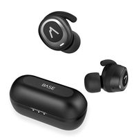 Base Jump True Wireless Earbuds Headphones: 32+ Hours, Bluetooth 5, Sport Small Fit, Charging Case. Deep Bass Sound Headset, Noise Canceling Earphones for Android Samsung & iPhone (Black)