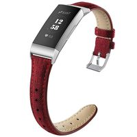NAHAI Bands Compatible with Fitbit Charge 3 / Charge 3 SE, Slim Narrow Breathable Canvas Fabric Replacement Bands Thin Sport Strap Accessories for Fitbit Charge 3, Women Men, Large, Red
