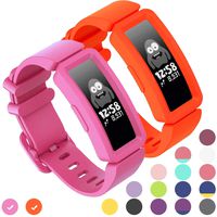 GVFM Compatible with Fitbit Ace 2 Bands for Kids 6+, Soft Silicone Bracelet Accessories Sport Strap Girls Wristbands Compatible for Fitbit Ace 2 (2-HotPink, OrangeRed)