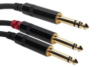 Elite Core SuperFlex Gold SFP-Y15QT Two 1/4-Inch TS to TRS Y Patch Cable, 15-Feet