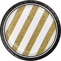 Creative Converting 317547 8-Count Sturdy Style 7-Inch Paper Dessert Plates, Black and Gold, 7", Black & Gold
