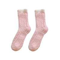 Women Warm Winter Floor Socks | Girl Super Soft Fluffy Crew Sock Cozy Anti Slip Casual Fleece Socks (Pink)