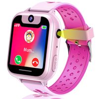 Kids Smart Watch Phone with Free SIM Card Waterproof Girls GPS Tracker Watch with SOS Carmen Game Alarm Voice Chat Electronic Learning Watches for Kids Girls 4 - 12 Year Xmas Holiday Toy Gift
