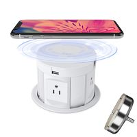 Automatic Pop Up Sockets,Hidden Recessed Power Strip Surge Protector,Pop Up Power Outlet,with Wireless Charger,USB Charging Ports, AC Outlets,RJ45 Cat6 Data Port and HDMI Port,for Office Conference