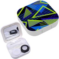 Portable Contact Lens Case Box Travel Kit Mirror + Bottle + Tweezers Container Holder [ Urban Art Sport Abstract ]