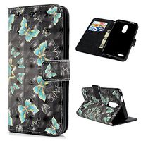 LG K10 2018 Case, LG K30 Case, LG Premier Pro LTE Case, LG K10 Alpha Case, 3D Shockproof Painting Slim PU Leather Case Magnetic Kickstand Cover Credit Card Pockets Protective Skin Golden Butterfly
