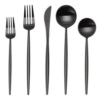 Matte Black Silverware Set,SHARECOOK 5-Piece Stainless Steel Satin Finish Flatware Set,Kitchen Utensil Set,Tableware Cutlery Set for Home and Restaurant, Dishwasher Safe...