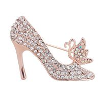 Hosaire Brooch Pin Women's High Heel Shoes Rhinestone Breastpin Diamonds Broochpin Wedding/Banquet/Bouquet White
