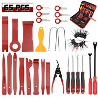 VSTM 65Pcs Trim Removal Tool, Pry Kit Car Panel Tool Radio Removal Tool Kit, Auto Clip Pliers Fastener Remover Pry Tool Kit Set, Car Upholstery Repair Kit, Prying Tool Kit with Storage Bag