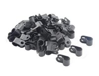 Lheng 200Pcs Black Nylon Screw Mounting R Type 6.4mm/0.25Inch Cable Clamp Fastener Plastic Wires Cord Clip Fixer Holder