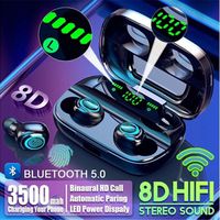ouhoe 2020 Newest 8D Surround Sound TWS Earphones Wireless Bluetooth 5.0 Stereo Earbuds Sport Waterproof Headphones Touch Control Dual Headsets Mini Earbuds with 3500mAh LED Display Chagring Box