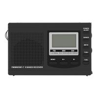 Portable Mini FM Radio Speaker, ONEVER FM/MW/SW Portable Digital Alarm Clock Radio with MP3 Player and Sleep Timer (Black)